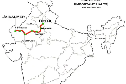 Map: Malani Express Delhi Jaisalmer Route Map