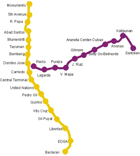 Map: Manila Lrt1 and Mrt2 Map
