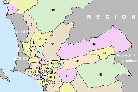 Map: Map Districts of Lima Province Colors