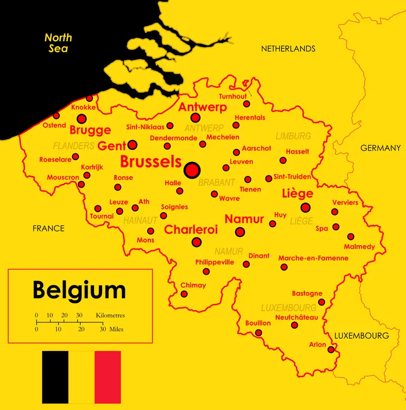 Map: Map Mapa Belgii Belgium