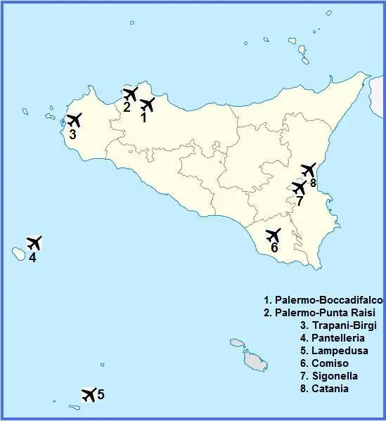 Map: Map of Airports in Sicily