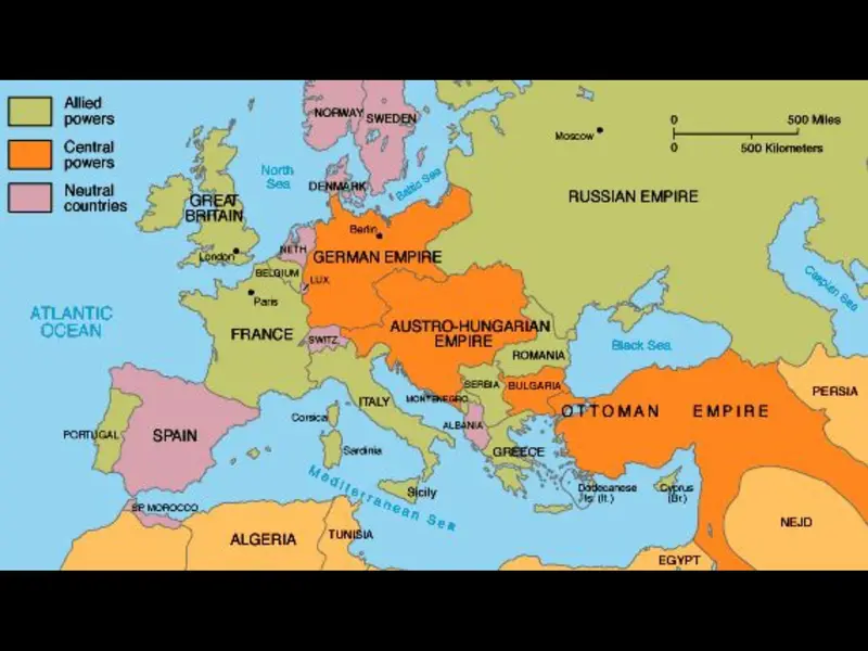 Map: Map of Allied Powers Wwi