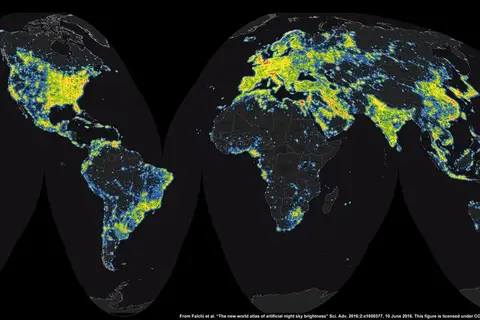 Map: Map of artificial sky brightness
