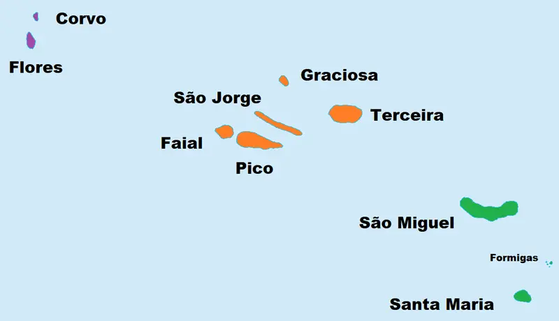 Map: Map of Azores by Island Group