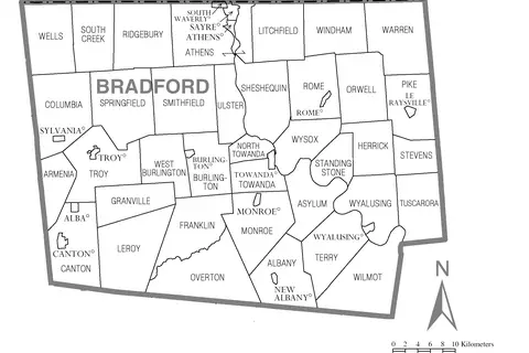 Map: Map of Bradford County Pennsylvania
