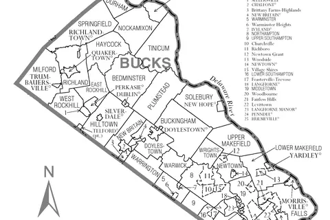 Map: Map of Bucks County Pennsylvania