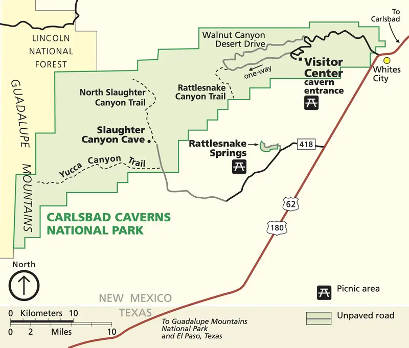 Map: Map of Carlsbad Caverns National Park