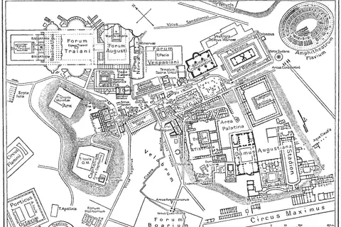 Map: Map of Downtown Rome During the Roman Empire Large