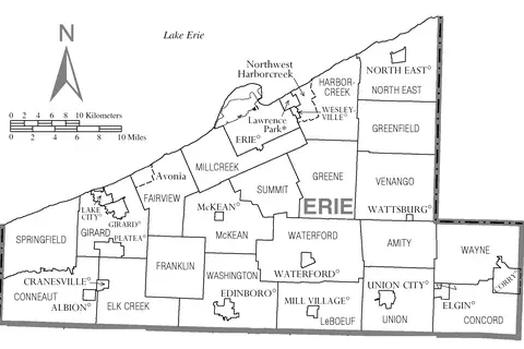 Map: Map of Erie County Pennsylvania