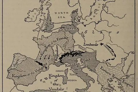 Map: Map of Europe About 500 Ad H G Wells Outline of History Page 286