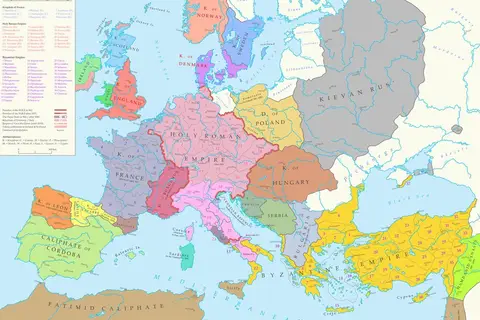 Map: Map of Europe during the High Middle Ages (1000 A.D)