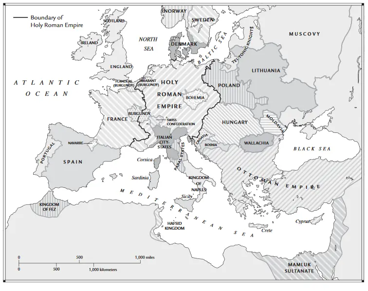 Map: Map of Europe during the Middle Ages