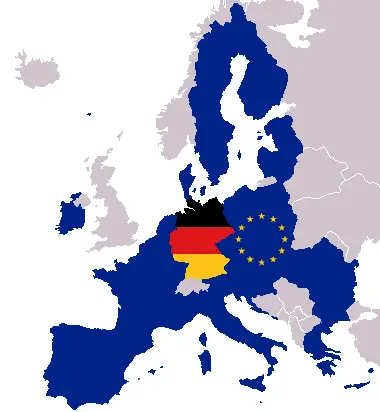 Map: Map of Europe with European and German Flag