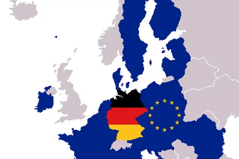 Map: Map of Europe with European and German Flag