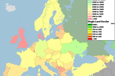 Map: Map of European Borders by Length