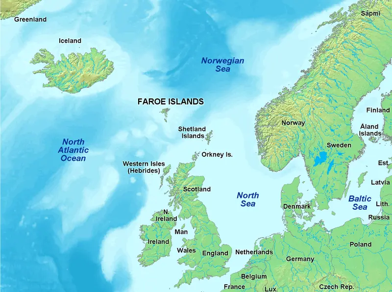 Map: Map of Faroe Islands in Europe English Caption