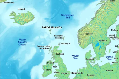 Map: Map of Faroe Islands in Europe English Caption