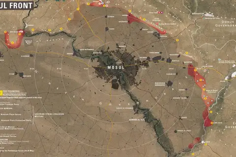Map: Map of fighting against ISIS/Daesh around Mosul