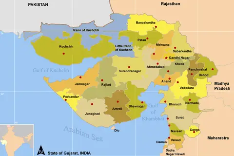 Map: Map of Gujarat Districts
