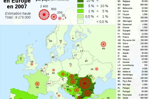 Map: Map of gypsies in Europe