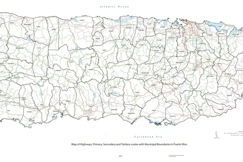 Map: Map of Highways Primary Secondary Tertiary Routes in Puerto Rico