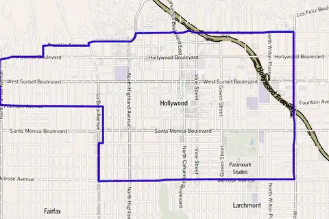 Map: Map of Hollywood District Los Angeles California