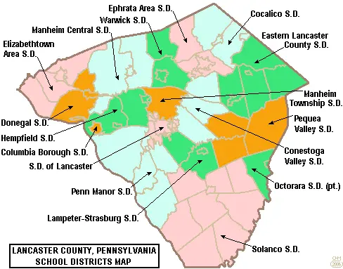 Map: Map of Lancaster County Pennsylvania School Districts