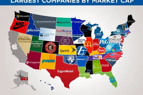 Map: Map of Largest Company by Market Cap in Each State ( 2015)