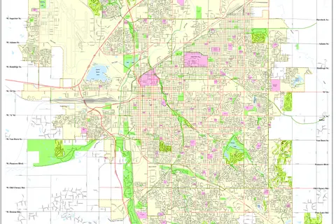 Map: Map of Lincoln Nebraska Streets and Features