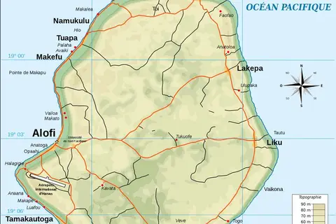 Map: Map of Niue, small island country in the South Pacific Ocean