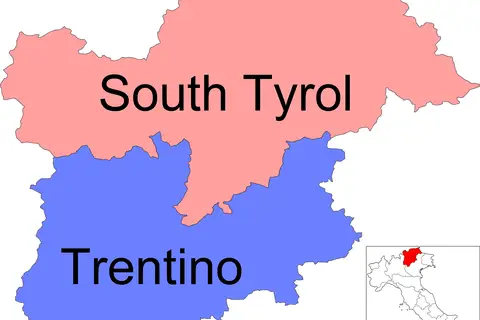 Map: Map of Region of Trentinosouth Tyrol Italy with Provincesit