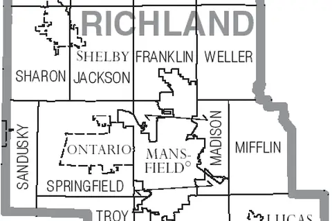 Map: Map of Richland County Ohio with Municipal and Township Labels