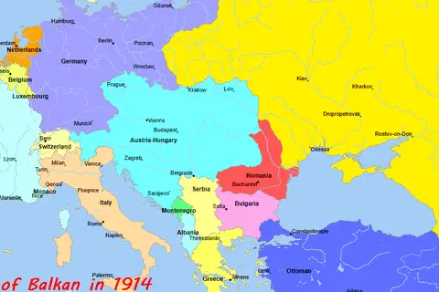 Map: Map of the Balkan Region in 1914