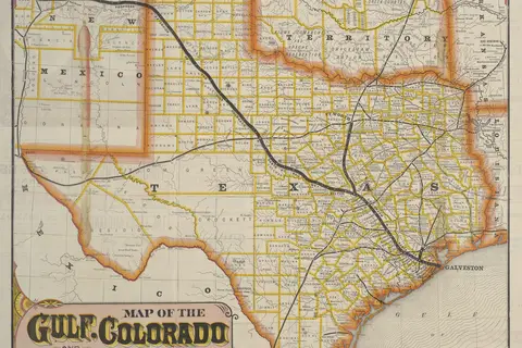 Map: Map of the Gulf Colorado and Santa Fe Texas Midland Route 1880 Uta