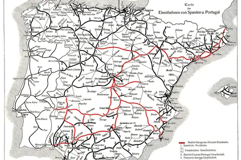 Map: Map of the Portuguese and Spanish Railways