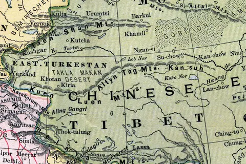 Map: Map of Tibet and East Turkestan from 1904 Map of Asia Cropped