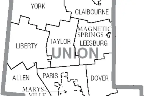 Map: Map of Union County Ohio with Municipal and Township Labels