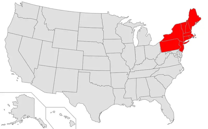 Map: Map of Usa Highlighting Northeast
