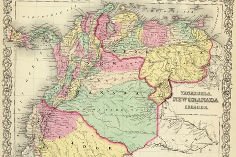 Map: Map of Venezuela New Granada and Ecuador 1855