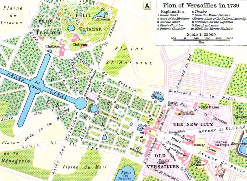 Map: Map of Versailles in 1789 by William R Shepherd Died 1934