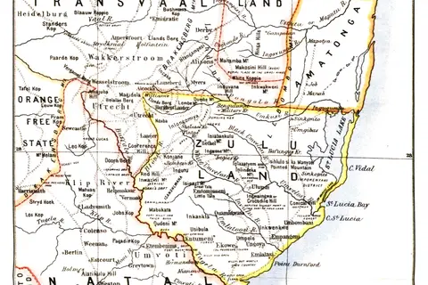 Map: Map of Zululand Natal Transvaal 1879