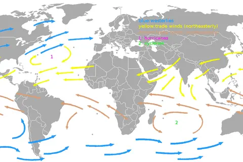 Map: Map Prevailing Winds on Earth