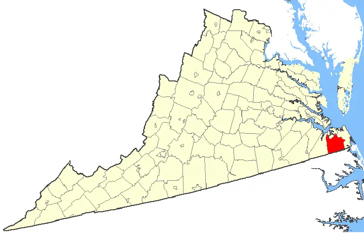 Map: Map Showing Chesapeake City Virginia
