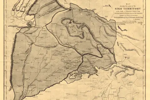Map: Map Showing Sikh Empires Territory at the Time of Ranjit Singhs Passing Away