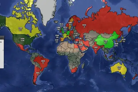 Map: Map Showing the Countries that Top 500 Universities are in.