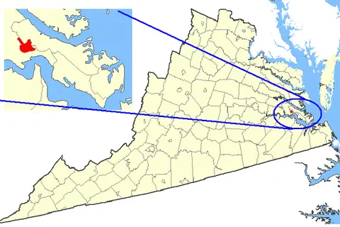Map: Map Showing Williamsburg City Virginia