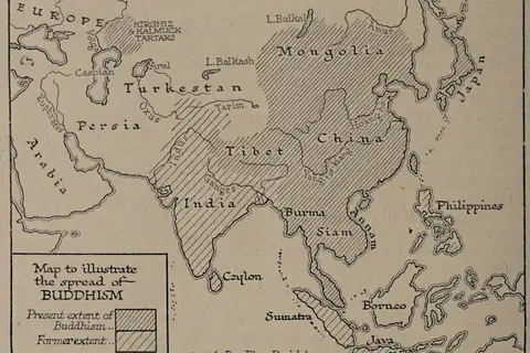 Map: Map to Illustrate the Spread of Buddhism H G Wells Outline of History Page 202