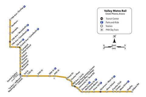 Map: Map Valley Metro Rail Phoenix Arizona