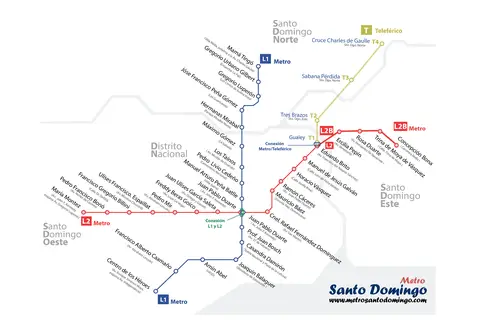 Map: Mapa del Metro de Santo Domingo Y Telefrico de Santo Domingo