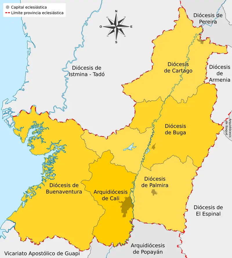 Map: Map of the Dioceses of Valle del Cauca